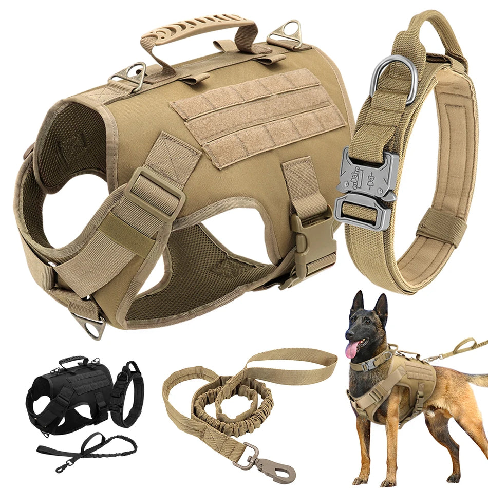 Nylon Tactical Dog Harness, Collar & Leash Combo